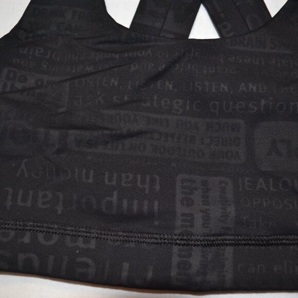 Lululemon Womens All Sport Bra Size 6 Classic Manifesto Embossed Black Yoga‎ Run - Picture 4 of 8